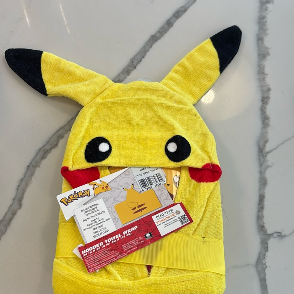 Pokeman toddler hooded towel wrap 24 in x 50 in